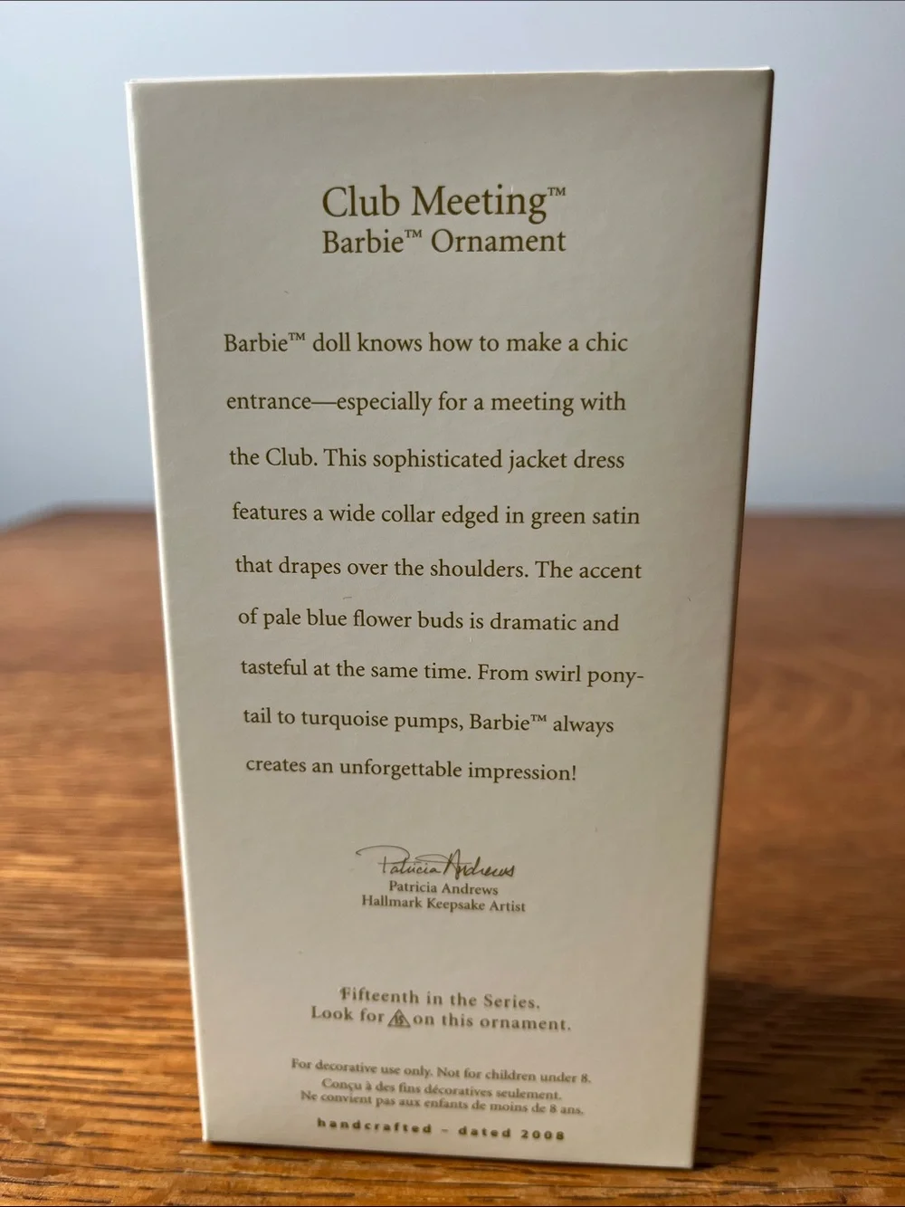 2008 Hallmark Keepsake Club Meeting Barbie Christmas Ornament 15th in series